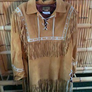Vintage Traditional Cowboy Suede Leather Fringed Shirt Jacket ~ Creactiones Alex